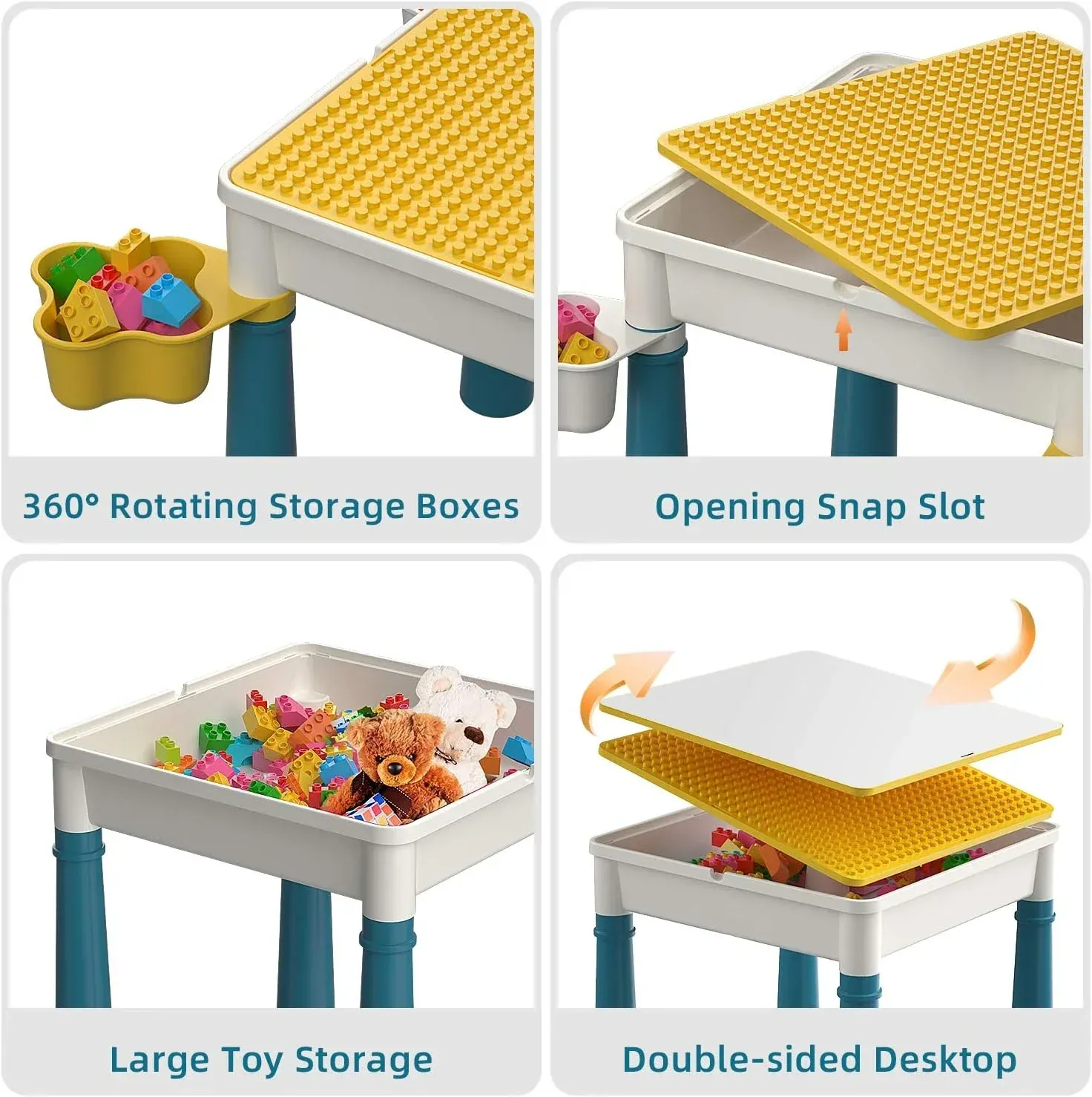 Kids Building Blocks Table With Chair – Multi-Functional Play Set For Creative Learning, Building, Drawing, And Fun Activities - Image 4