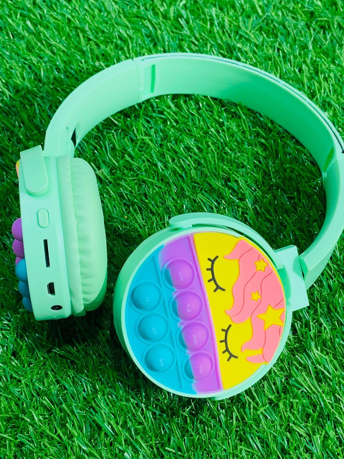 Cute Pop It Wireless Bluetooth Headphones Foldable Headset With Memory Card Support Wired And Wireless Modes Durable Quality Comfortable Use - Without Box(Random Color) - Image 3