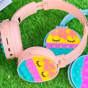 Cute Pop It Wireless Bluetooth Headphones Foldable Headset With Memory Card Support Wired And Wireless Modes Durable Quality Comfortable Use – Without Box(Random Color)