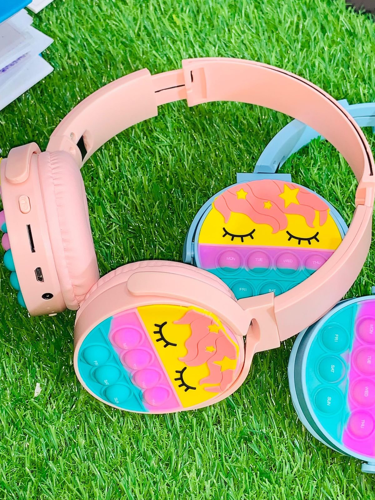 Cute Pop It Wireless Bluetooth Headphones Foldable Headset With Memory Card Support Wired And Wireless Modes Durable Quality Comfortable Use - Without Box(Random Color) - Image 4