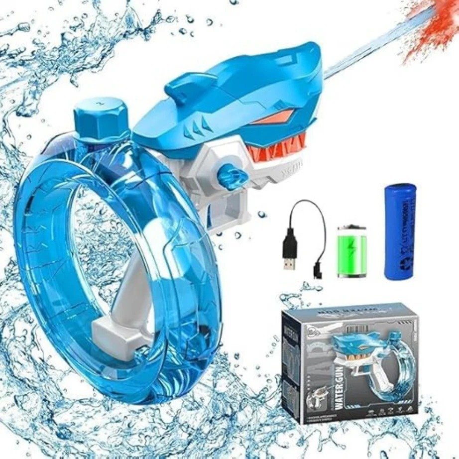 Rechargeable Shark Water Gun – High Pressure Electric Water Blaster Toy For Kids, Long Range Water Shooter, Fun Outdoor Summer Play (Random Color) - Image 6