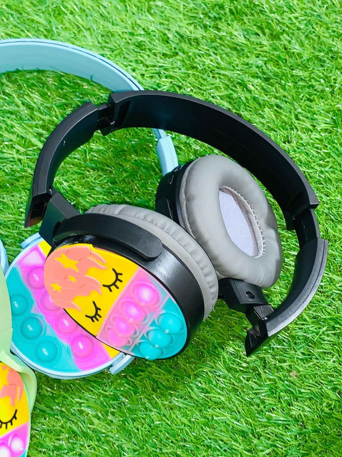 Cute Pop It Wireless Bluetooth Headphones | Foldable Headset With Memory Card Support, Wired & Wireless Modes, Soft Earpads For Kids - With Box (Random Color) - Image 5