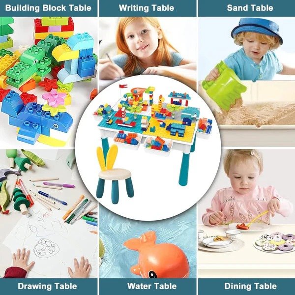 Kids Building Blocks Table With Chair – Multi-Functional Play Set For Creative Learning, Building, Drawing, And Fun Activities - Image 6