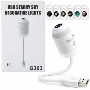 2-in-1 USB Galaxy Star Projector Night Light | 6 Projection Lenses | Adjustable Brightness Starry Sky & Night Lamp